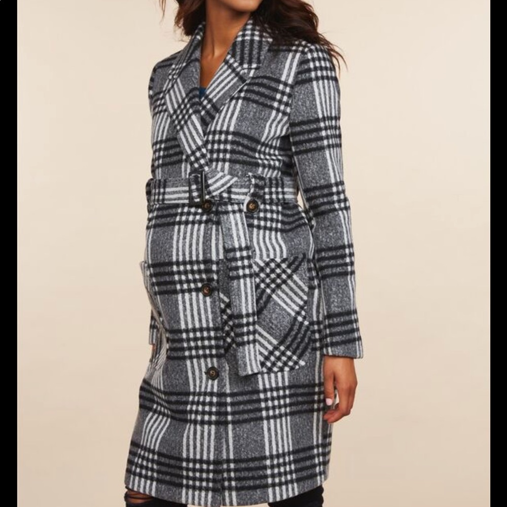 Motherhood Maternity Plaid Coat